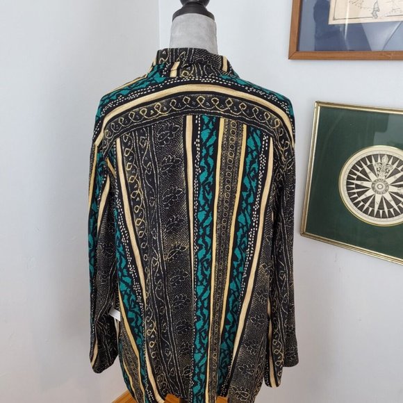 NWT Blue Tan Asymmetrical Loose The Big Shirt Carole Tomkins Santa Fe Size 2XL - Picture 4 of 11